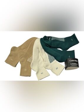 Calvin Klein 6-Pair Men's Cushion High Quarter Socks Green/Beige/Tan